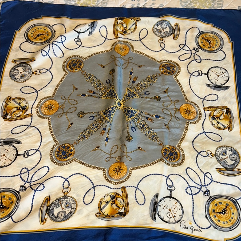 Rolex Silk Scarf In Blue And Yellow